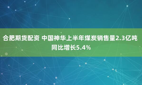 合肥期货配资 中国神华上半年煤炭销售量2.3亿吨 同比增长5.4%